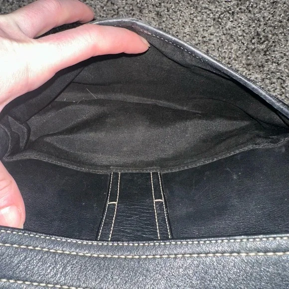 Authentic Coach - Black Leather Handbag with Silver Buckle - Picture 10 of 14